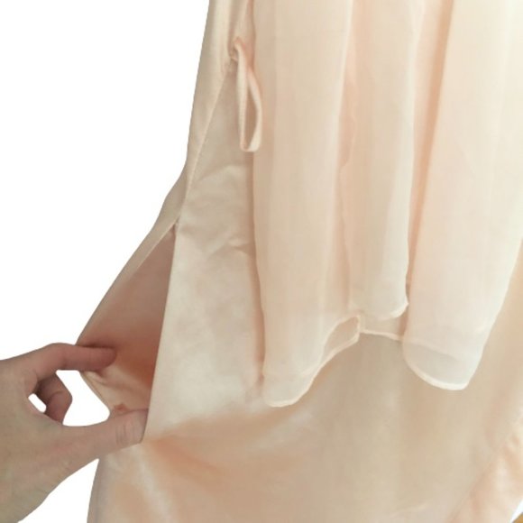 Vintage VALENTINO Peach Satin Lace Negligee Robe - Picture 15 of 17